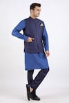 Linen Bloom_Blue 100% Pure Linen Nehru Jacket _Online_at_Aza_Fashions