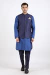 Buy_Linen Bloom_Blue 100% Pure Linen Nehru Jacket _Online_at_Aza_Fashions