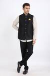 Buy_Linen Bloom_Black 100% Pure Linen Nehru Jacket _at_Aza_Fashions