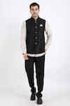 Linen Bloom_Black 100% Pure Linen Nehru Jacket _Online_at_Aza_Fashions