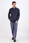 Buy_Linen Bloom_Blue 100% Pure Linen Shirt _Online_at_Aza_Fashions