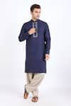 Linen Bloom_Blue 100% Pure Linen Kurta _Online_at_Aza_Fashions