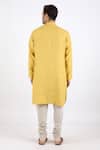 Shop_Linen Bloom_Yellow 100% Pure Linen Kurta _at_Aza_Fashions