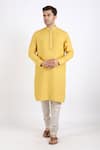 Buy_Linen Bloom_Yellow 100% Pure Linen Kurta _Online_at_Aza_Fashions