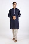 Buy_Linen Bloom_Blue 100% Pure Linen Kurta _at_Aza_Fashions