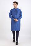 Buy_Linen Bloom_Blue 100% Pure Linen Kurta _at_Aza_Fashions