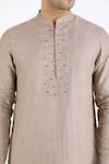 Linen Bloom_Beige 100% Pure Linen Kurta_at_Aza_Fashions