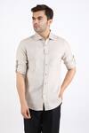 Buy_Linen Bloom_Beige 100% Pure Linen Shirt _at_Aza_Fashions