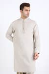 Shop_Linen Bloom_Beige 100% Pure Linen Kurta _Online_at_Aza_Fashions