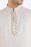 Linen Bloom_Beige 100% Pure Linen Kurta _at_Aza_Fashions