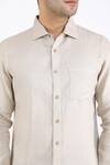 Linen Bloom_Beige 100% Pure Linen Shirt _at_Aza_Fashions