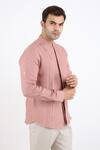 Linen Bloom_Pink 100% Pure Linen Shirt _Online_at_Aza_Fashions