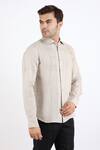 Linen Bloom_Beige 100% Pure Linen Pleated Shirt _Online_at_Aza_Fashions