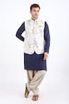 Buy_Linen Bloom_Beige 100% Pure Linen Printed Nehru Jacket _at_Aza_Fashions