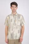 Linen Bloom_Beige Linen Printed Marble Shirt _Online_at_Aza_Fashions