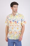 Buy_Linen Bloom_Beige Linen Printed Watercolour Shirt _Online_at_Aza_Fashions