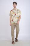 Buy_Linen Bloom_Beige Linen Printed Watercolour Shirt _at_Aza_Fashions