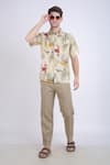 Linen Bloom_Beige Linen Printed Watercolour Shirt _Online_at_Aza_Fashions