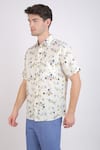 Buy_Linen Bloom_White Linen Printed Geometric Shirt _Online_at_Aza_Fashions