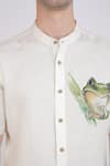 Linen Bloom_White Linen Hand Printed Animal Motifs Shirt _at_Aza_Fashions