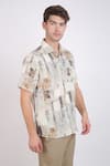 Linen Bloom_Beige Linen Printed Marble Shirt _Online_at_Aza_Fashions