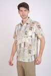 Buy_Linen Bloom_Beige Linen Printed Marble Shirt _Online_at_Aza_Fashions