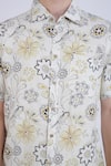 Linen Bloom_White Linen Printed Floral Shirt _at_Aza_Fashions