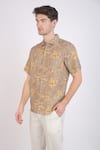 Buy_Linen Bloom_Beige Linen Printed Floral Shirt _at_Aza_Fashions