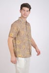 Linen Bloom_Beige Linen Printed Floral Shirt _Online_at_Aza_Fashions