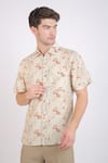 Linen Bloom_Beige Linen Printed Floral Shirt _Online_at_Aza_Fashions