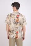 Shop_Linen Bloom_Beige Linen Printed Marble Abstract Shirt _at_Aza_Fashions