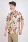 Buy_Linen Bloom_Beige Linen Printed Marble Abstract Shirt _Online_at_Aza_Fashions