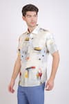 Buy_Linen Bloom_White Linen Printed Brush Stroke Shirt _Online_at_Aza_Fashions