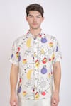 Buy_Linen Bloom_White Linen Printed Floral Doodle Shirt _Online_at_Aza_Fashions