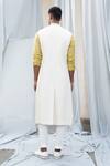 Shop_Antar Agni_White Linen Blend Jacket _at_Aza_Fashions