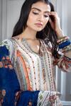 Mandira Wirk - Indian Blue Chanderi V Neck Kurta And Sharara Set at Aza Fashions Mandira Wirk - Indian_Blue Chanderi V Neck Kurta And Sharara Set _at_Aza_Fashions