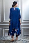 Shop_Mandira Wirk_Blue Chanderi V Neck Kurta And Dhoti Pant Set _Online_at_Aza_Fashions