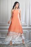 Buy_Mandira Wirk_Peach Printed Layered Dress_at_Aza_Fashions