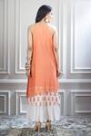 Shop_Mandira Wirk_Peach Printed Layered Dress_at_Aza_Fashions