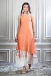 Buy_Mandira Wirk_Peach Printed Layered Dress_Online_at_Aza_Fashions