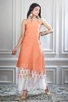 Shop_Mandira Wirk_Peach Printed Layered Dress_Online_at_Aza_Fashions