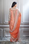 Shop_Mandira Wirk_Peach Chanderi V Neck Kurta And Palazzo Set _at_Aza_Fashions