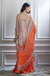 Shop_Mandira Wirk - Indian_Peach Chanderi V Neck Kurta And Sharara Set _at_Aza_Fashions