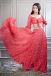 Buy_Mandira Wirk - Indian_Pink Chiffon Sweetheart Neck Printed Lehenga Set _Online_at_Aza_Fashions