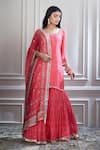 Buy_Mandira Wirk_Pink Chanderi Square Neck Printed Kurta And Sharara Set _Online_at_Aza_Fashions