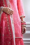 Mandira Wirk_Pink Chanderi Square Neck Printed Kurta And Sharara Set _at_Aza_Fashions