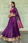 Myaara_Purple Chanderi Blend Gota And Sequin Work Surplice Neck Embroidered Lehenga Set _Online_at_Aza_Fashions