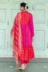 Shop_Myaara_Fuchsia Anarkali Chanderi Blend Embroidered Sequin Work Pleated Tiered Set _at_Aza_Fashions