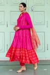 Buy_Myaara_Fuchsia Anarkali Chanderi Blend Embroidered Sequin Work Pleated Tiered Set _Online_at_Aza_Fashions