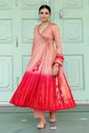 Myaara_Peach Ombre Sequin Work Angarkha Set_Online_at_Aza_Fashions